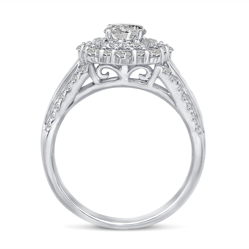 Main Image 3 of 1-3/8 CT. T.W. Diamond Double Octagonal Frame Engagement Ring in 14K White Gold