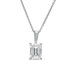 1 CT. Certified Emerald-Cut Lab-Grown Diamond Solitaire Pendant in 14K White Gold (F/SI2)