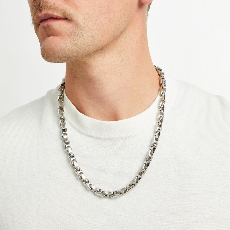 Main Image 2 of Men's Fancy Link Necklace in Stainless Steel - 24""