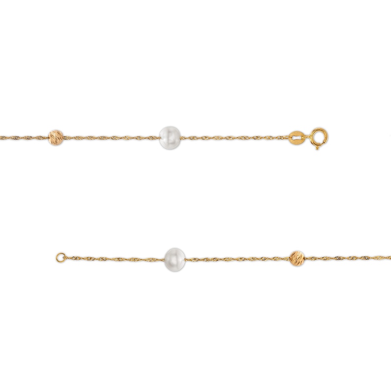 Main Image 2 of EFFY™ Collection 9.0mm Freshwater Cultured Pearl and Bead Station Necklace in 14K Gold