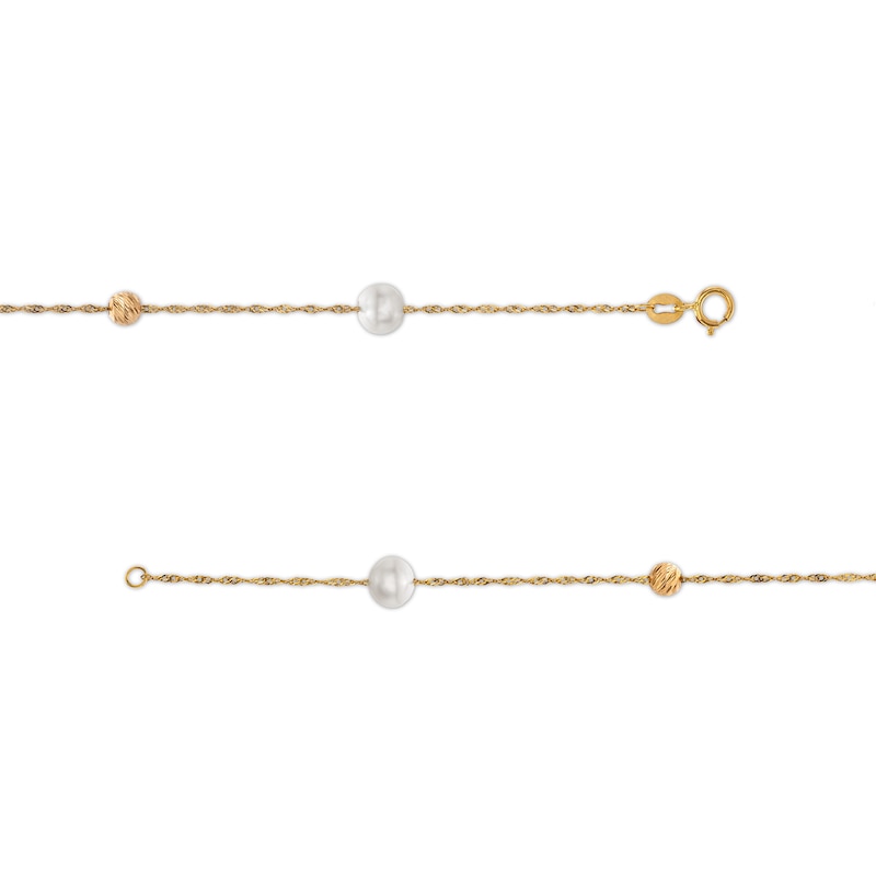 EFFY™ Collection 9.0mm Cultured Freshwater Pearl and Bead Station Necklace in 14K Gold