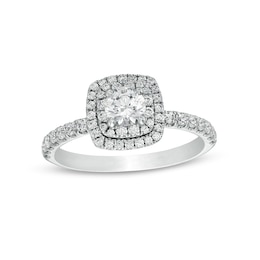 Celebration Ideal 1 CT. T.W. Certified Diamond Cushion-Shaped Frame Engagement Ring in 14K White Gold (I/I1)