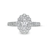 Thumbnail Image 4 of Love's Destiny by Zales 1-1/2 CT. T.W. Certified Oval Diamond Scallop Frame Engagement Ring in 14K White Gold (I/SI2)
