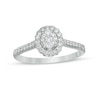 Thumbnail Image 1 of 1/3 CT. T.W. Composite Oval Diamond Scallop Frame Engagement Ring in 10K White Gold