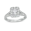 Thumbnail Image 1 of 1-1/2 CT. T.W. Radiant-Cut Diamond Frame Split Shank Engagement Ring in 14K White Gold (I/SI2)