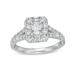 1-1/2 CT. T.W. Radiant-Cut Diamond Frame Split Shank Engagement Ring in 14K White Gold (I/SI2)