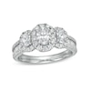 Thumbnail Image 1 of 1-1/2 CT. T.W. Oval Diamond Frame Past Present Future® Engagement Ring in 14K White Gold