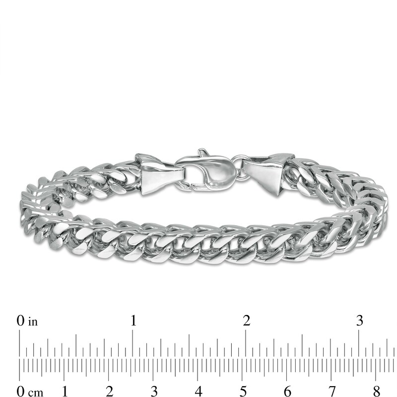 Main Image 4 of Men's 7.5mm Franco Snake Chain Bracelet in Stainless Steel - 9.25"