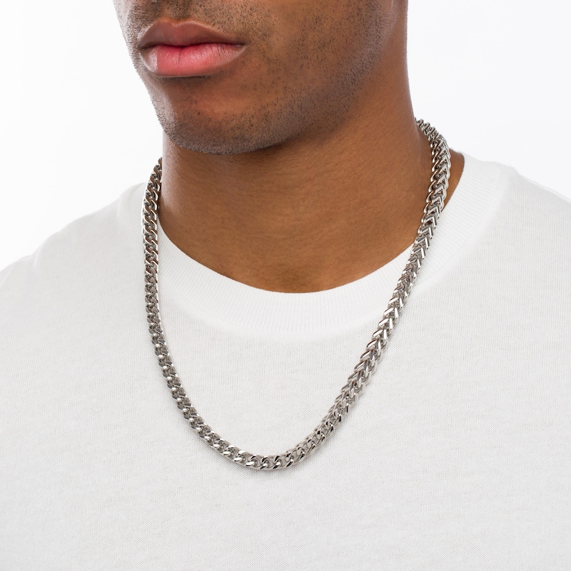 Men's 7.5mm Solid Franco Snake Chain Necklace in Stainless Steel - 24"