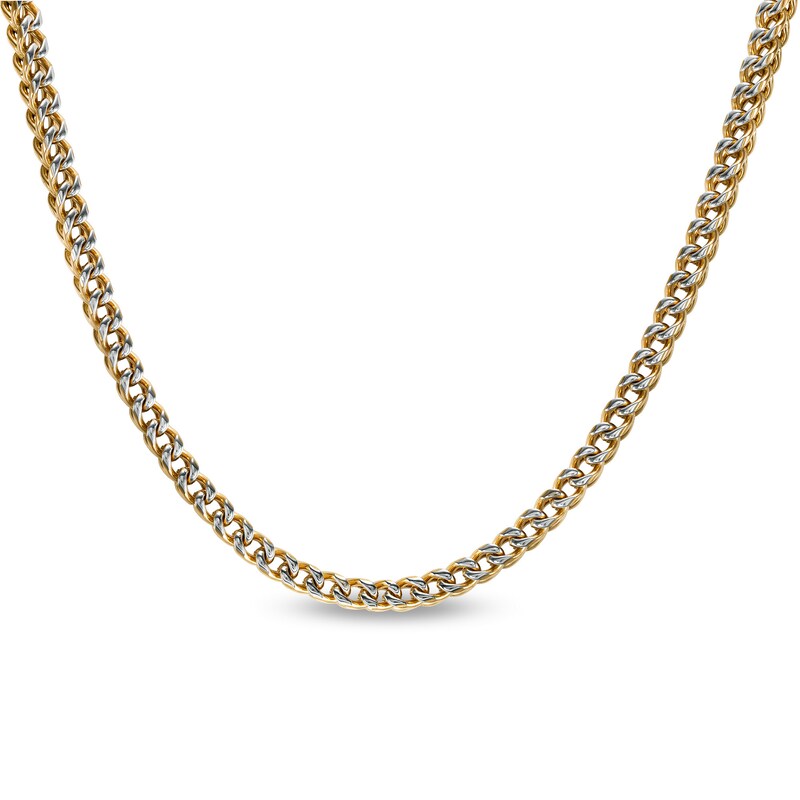 Main Image 1 of Men's 5.0mm Franco Snake Chain Necklace in Solid Stainless Steel  and Yellow IP - 24"