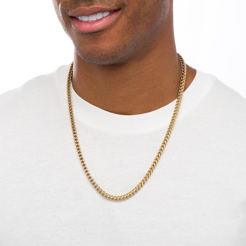 Main Image 2 of Men's 5.0mm Franco Snake Chain Necklace in Solid Stainless Steel  and Yellow IP - 24"