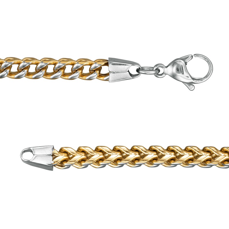 Main Image 3 of Men's 5.0mm Franco Snake Chain Necklace in Solid Stainless Steel  and Yellow IP - 24"