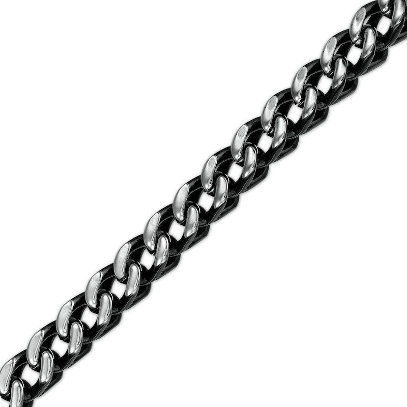 Main Image 1 of Men's 5.0mm Franco Chain Bracelet in Stainless Steel and Black IP - 8.50"