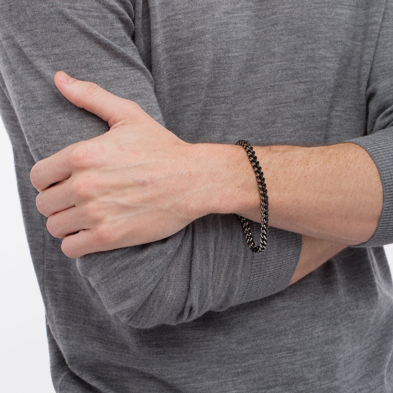 Main Image 2 of Men's 5.0mm Franco Chain Bracelet in Stainless Steel and Black IP - 8.50"