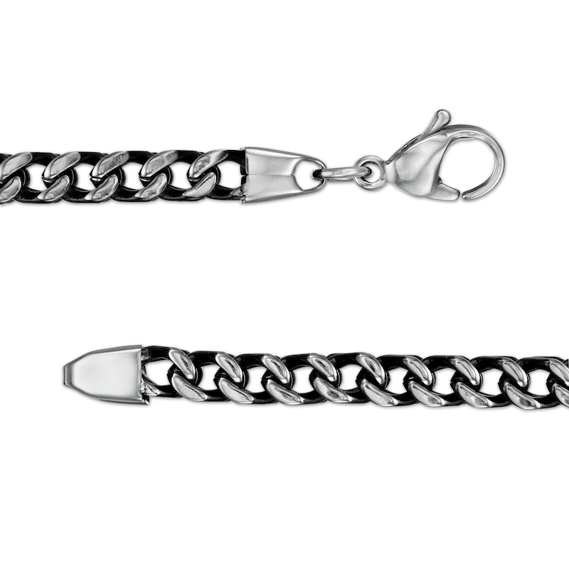Main Image 3 of Men's 5.0mm Franco Chain Bracelet in Stainless Steel and Black IP - 8.50"