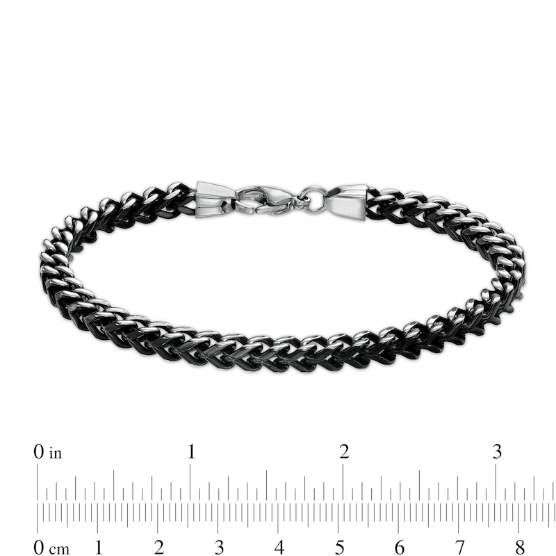 Main Image 4 of Men's 5.0mm Franco Chain Bracelet in Stainless Steel and Black IP - 8.50"