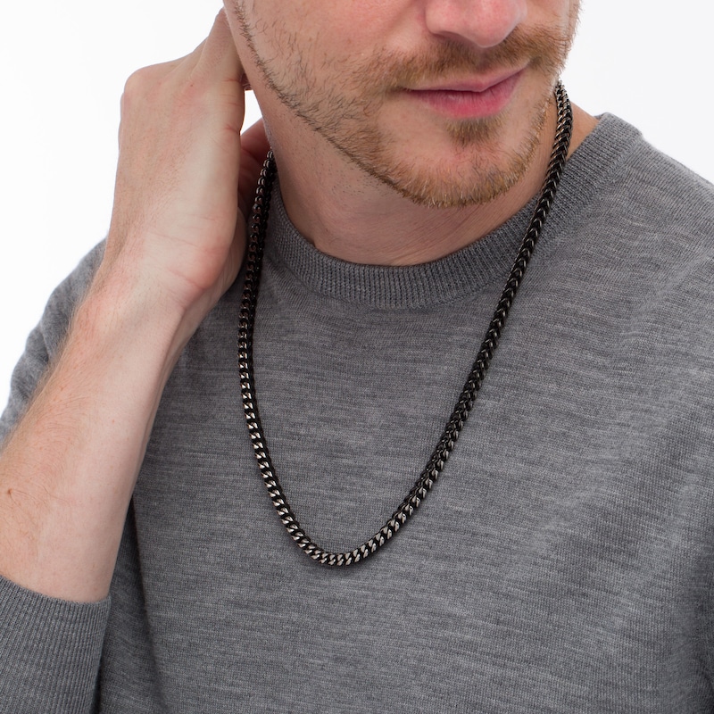 Main Image 2 of Men's 5.0mm Franco Snake Chain Necklace in Solid Stainless Steel  and Black IP - 24"