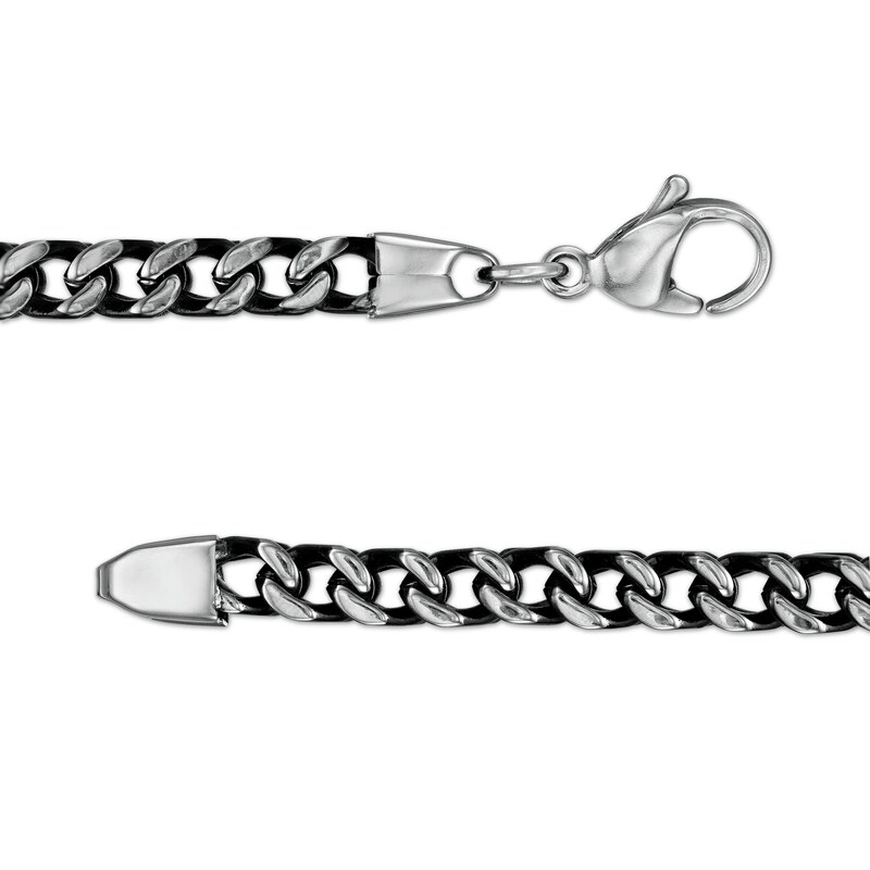 Main Image 3 of Men's 5.0mm Franco Snake Chain Necklace in Solid Stainless Steel  and Black IP - 24"