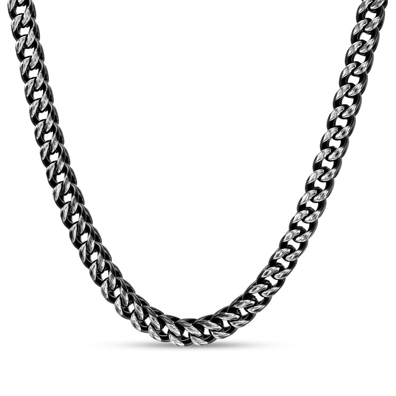 Main Image 4 of Men's 5.0mm Franco Snake Chain Necklace in Solid Stainless Steel  and Black IP - 24"