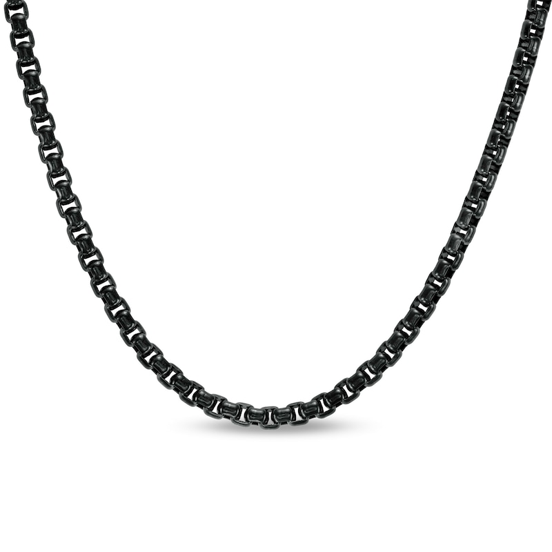 Main Image 1 of Men's 5.75mm Round Box Chain Necklace in Solid Stainless Steel  with Black IP - 24"