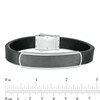 Thumbnail Image 4 of 13.0mm Black Faux Leather Bracelet with Multi-Finish Stainless Steel and Black IP Inlay ID Plate and Clasp - 8.5"