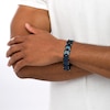 Thumbnail Image 1 of Men's 15.5mm Multi-Finish Double Groove Rectangle Link Bracelet in Stainless Steel with Black and Blue IP - 8.5"