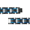 Thumbnail Image 2 of Men's 15.5mm Multi-Finish Double Groove Rectangle Link Bracelet in Stainless Steel with Black and Blue IP - 8.5"