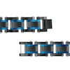 Thumbnail Image 3 of Men's 15.5mm Multi-Finish Double Groove Rectangle Link Bracelet in Stainless Steel with Black and Blue IP - 8.5"