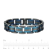 Thumbnail Image 3 of Men's 15.5mm Multi-Finish Double Groove Rectangle Link Bracelet in Stainless Steel with Black and Blue IP - 8.5"