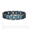Thumbnail Image 4 of Men's 15.5mm Multi-Finish Double Groove Rectangle Link Bracelet in Stainless Steel with Black and Blue IP - 8.5"