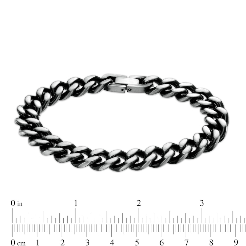 Main Image 4 of 10.5mm Multi-Finish Reversible Curb Chain Bracelet in Stainless Steel and Black IP - 8.5"