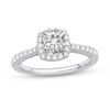 Thumbnail Image 1 of Cushion-Cut Certified Center Diamond 1-1/3 CT. T.W. Frame Engagement Ring in 14K White Gold (H/SI2)