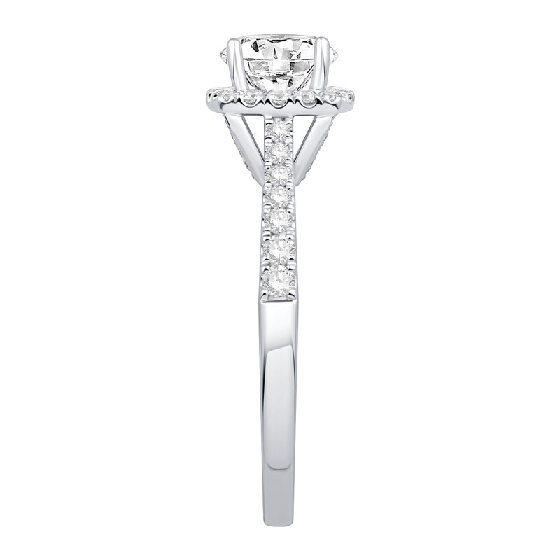 Main Image 2 of Cushion-Cut Certified Center Diamond 1-1/3 CT. T.W. Frame Engagement Ring in 14K White Gold (H/SI2)