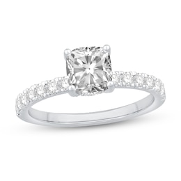 Cushion-Cut Certified Center Diamond 1-1/2 CT. T.W. Engagement Ring in 14K White Gold (D/VVS2)