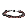 Men's Red Tiger's Eye And Black Onyx Bead Double Strand Bolo Bracelet With Stainless Steel And Black IP Clasp - 10.5