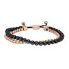 Thumbnail Image 1 of Men's Black Onyx Bead and Round Box Chain Double Strand Bolo Bracelet in Stainless Steel with Rose IP - 10.5"