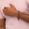 Thumbnail Image 2 of Men's Black Onyx Bead and Round Box Chain Double Strand Bolo Bracelet in Stainless Steel with Rose IP - 10.5"