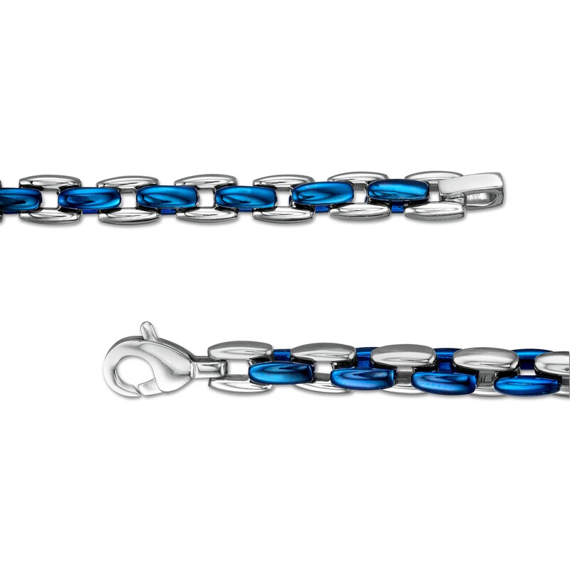 Main Image 3 of Men's 6.3mm Link Chain Necklace in Solid Stainless Steel  and Blue IP - 24&quot;