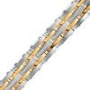 Thumbnail Image 0 of Men's 1/2 CT. T.W. Diamond Alternating Multi-Row Link Bracelet in Stainless Steel and Yellow IP - 8.5"
