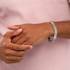 Thumbnail Image 2 of Men's 1/6 CT. T.W. Diamond Multi-Finish Triple Row Industrial Link Bracelet in Stainless Steel - 8.5"