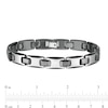 Thumbnail Image 4 of Men's 10.28mm Multi-Finish Bevelled Edge Link Bracelet in Tungsten and Black IP with Stainless Steel Clasp - 8.5"