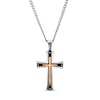 Thumbnail Image 0 of Men's Diamond Accent Multi-Finish Layered Gothic-Style Cross Pendant in Stainless Steel with Black and Rose IP - 24"