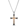 Thumbnail Image 1 of Men's Diamond Accent Multi-Finish Layered Gothic-Style Cross Pendant in Stainless Steel with Black and Rose IP - 24"
