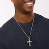 Thumbnail Image 1 of Men's Diamond Accent Multi-Finish Layered Gothic-Style Cross Pendant in Stainless Steel with Black and Rose IP - 24"