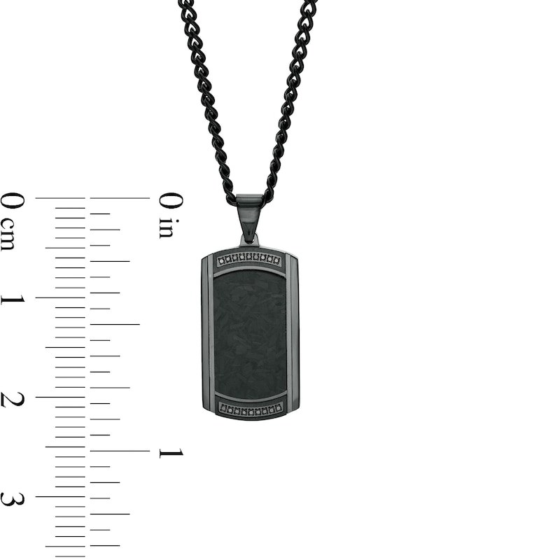 Main Image 3 of Men's 1/10 CT. T.W. Black Diamond Dog Tag Pendant in Stainless Steel and Carbon Fiber with Black IP - 24"