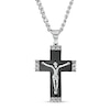 Thumbnail Image 1 of Men's Multi-Finish Chain Link-Ends Crucifix Pendant in Stainless Steel and Black IP - 24"