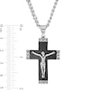 Thumbnail Image 4 of Men's Multi-Finish Chain Link-Ends Crucifix Pendant in Stainless Steel and Black IP - 24"