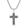 Thumbnail Image 1 of Men's 1/6 CT. T.W. Black Enhanced Diamond Capped-Ends Layered Cross Pendant in Stainless Steel and Black IP - 24"