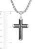 Thumbnail Image 4 of Men's 1/6 CT. T.W. Black Enhanced Diamond Capped-Ends Layered Cross Pendant in Stainless Steel and Black IP - 24"