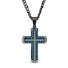 Thumbnail Image 0 of Men's 1/4 CT. T.W. Black Enhanced Diamond Chain Link Cross Pendant in Stainless Steel with Black and Blue IP - 24"